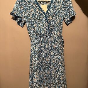 Blue Floral Print Dress